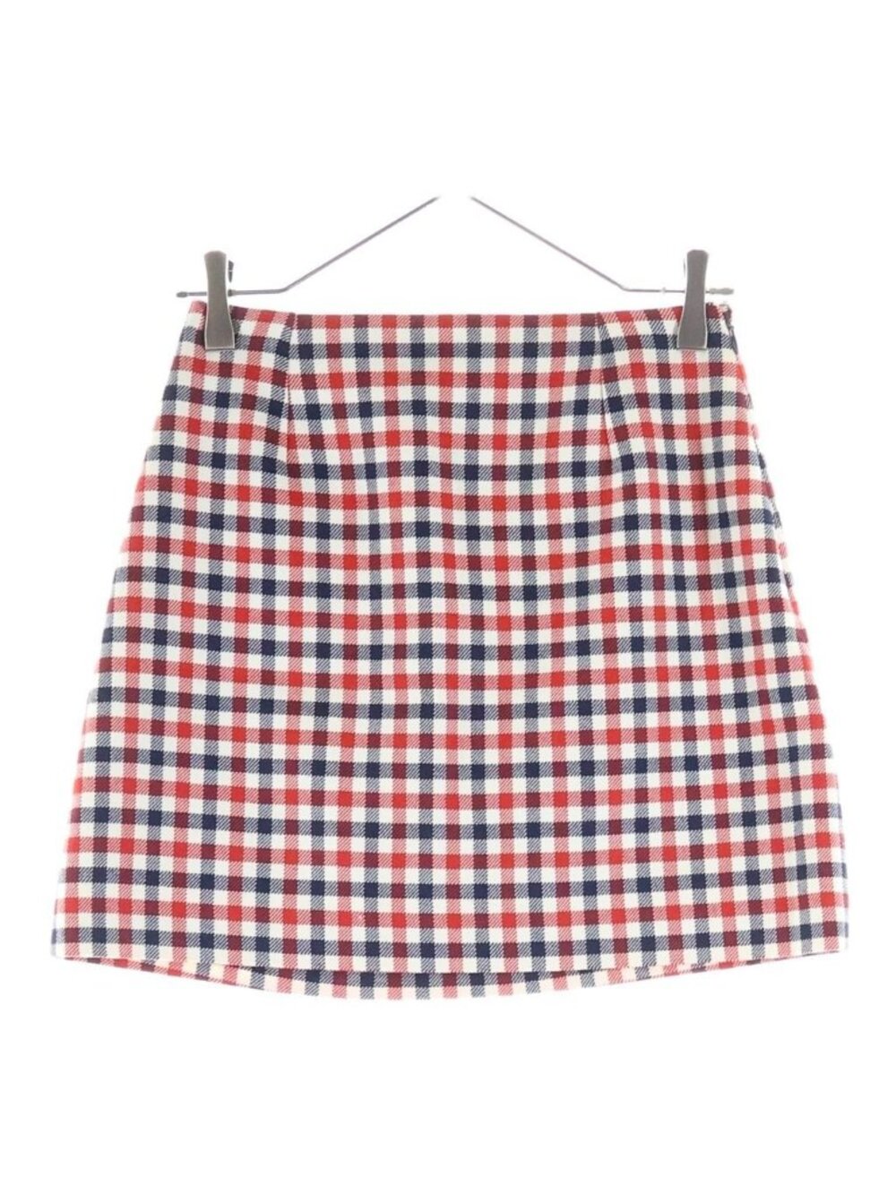Dior Plaid Silk Wool Skirt White Red